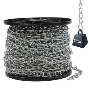 130ft Jack Chain for Hanging, Thick Steel Chain, Small Chain for Hanging, Utility Chain for Home Outdoor Camping, Heavy Duty Chain for Hanging Baskets, Plants,Thickness 0.08 inches (2mm)