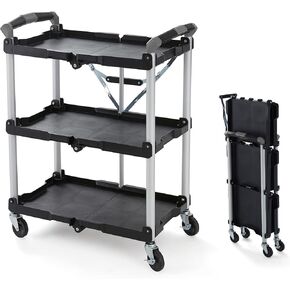 Olympia Tools 85-189 Pack N Roll Collapsible Service Cart, XL, 300LB Capacity, Black