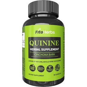 Quinine Herbal Supplement - Cinchona Bark Supplement for Immune System, Stomach Health & Soothes Leg Cramps - Vegan Pure Quinine Capsules 1000mg (90 Capsules)