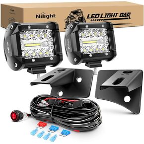 Nilight 4 "LED ضوء قرنة الأزرق الثلاثي الصف 2PCS 60W الفيضانات بقعة التحرير والسرد القيادة أضواء الضباب الصيد الصيد السلامة في حالات الطوارئ إشارة سطح السفينة أضواء مقطورة لUTV بيك اب فان قارب جرار، 2 سنة الضمان