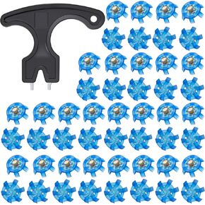 51Pcs Golf Spikes Set 50 Golf Shoe Spikes Replacements with 1 Black Golf Cleats Spanner Metal Thread Screw 6 mm Dia Golf Shoe Cleats Replacement Suitable for Use on Lawns or Golf Courses,Blue
