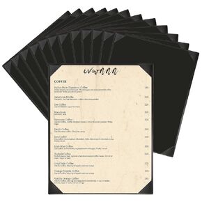 Menu Holders 6 Pack PU Leather Menu Covers 8.5" x 11" Restaurant Menu Holders Double Pocket Restaurant Menu Holders Menu Covers for Cafes, Bars, and Wine Lists (2 View, 6 Pack)