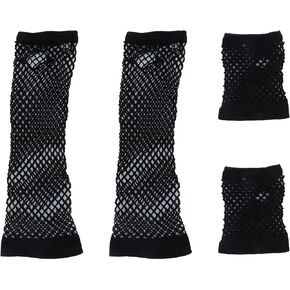 2 Pairs Fingerless Fishnet Gloves Neon Elastic for Women Girls 80s Theme Costume Cosplay Parties Supplies
