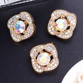 10PCS Star Shaped Rhinestone Buttons Crystal Diamond Accessory Embellishments for DIY Jewelry Crafts, Wedding Party Bridal Bouquet Clothes Hat Decoration (Clear-1)