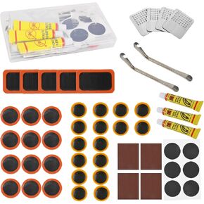 Bicycle Tire Repair Kit, Bicycle Inner Tube Repair Kit - Contains 39 Vulcanized Patches, Metal Lever, Suitable for Motorcycle Electric Bicycle Scooter Mountain MTB BMX Bike