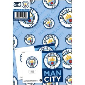 Manchester City FC Paper Gift Wrap Sheets Set (One Size) (Blue/White)
