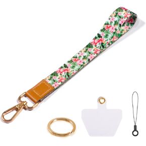 Phone Lanyard (8-Piece Set), Durable Cool Black Wrist and Detachable Neck Lanyards Keychains with Metal Clasp ID Badge Key for Men Women,Card Holder, Car Key, Whistle, Wallet(Marble)