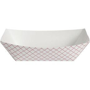 Medium Paper Food Boat (5lb, 50ct) Disposable Red & White Checkered Paper Food Trays Dimensions 9.5" x 7.5" x 1.25" | Made in USA