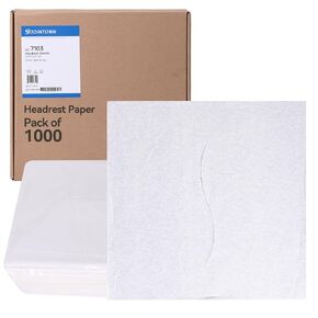 Jointown Headrest Paper Sheets with Slit – 12" x 12" Case of 1000, Disposable Tissue Squares Paper for Chiropractic Exam Table or Massage Table , White Smooth
