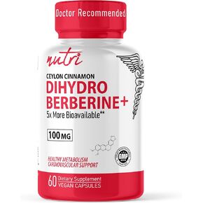 Dihydroberberine Supplement 100mg 60 Capsules - With Ceylon Cinnamon - 5X More Effective Than Regular Berberine HCL - Super Berberine with Ceylon Cinnamon - Dihydroberberine with Ceylon Cinnamon