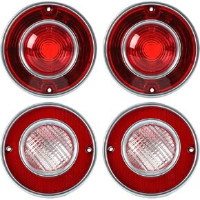 HECASA Pair Tail Light+Backup Light Assembly Compatible with 1975-1979 Chevy Chevrolet Corvette Rear Taillight Tail Lamp Reverse Lights Driver & Passenger Side (Smoke Lens)