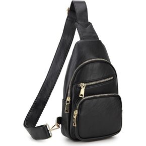 VX VONXURY Sling Bag for Women, PU Leather Crossbody Fanny Packs, Multipurpose Chest Bag with Adjustable Strap