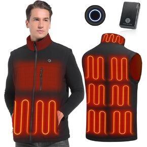 Men Heated Vest 9 Heated Zones 360° Warm with Battery Pack Included,Ultra-Soft Shell Heating Electric Vest