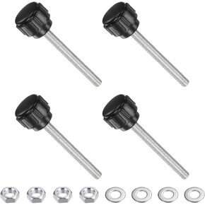 Knurled Thumb Screws, M4 Thread 40mm Thread Length, Plastic Clamping with Nuts Washers - (Applications: for Sawing Machines), 4-Set