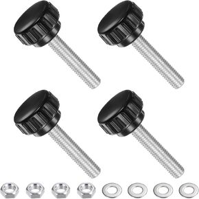 Knurled Thumb Screws, M8 Thread 40mm Thread Length, Plastic Clamping with Nuts Washers - (Applications: for Sawing Machines), 4-Set
