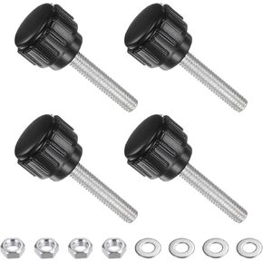Knurled Thumb Screws, M4 Thread 20mm Thread Length, Plastic Clamping with Nuts Washers - (Applications: for Sawing Machines), 4-Set