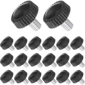 Thumb Screw Knurled Knobs, M5 x 9mm Male Thread, Black Round Head Clamping Screw Threaded Stud Hand Knobs Grip, (Applications: for Machinery Lathes), 20-Pieces