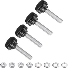 Knurled Thumb Screws, M6 Thread 30mm Thread Length, Plastic Clamping with Nuts Washers - (Applications: for Sawing Machines), 4-Set