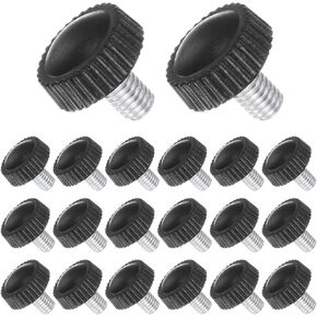 Thumb Screw Knurled Knobs, M5 x 8mm Male Thread, Black Round Head Clamping Screw Threaded Stud Hand Knobs Grip, (Applications: for Machinery Lathes), 20-Pieces