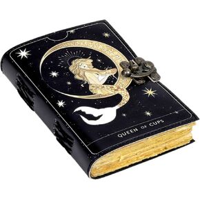 Book of Spells Leather Bound Luna Moths Journal Deckle Edge Paper Grimoire Morpho Butterfly Printed Diary Notebook Spiral Gothic Notebook Antique Vintage Book for Men and Women