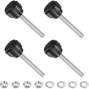Knurled Thumb Screws, M4 Thread 30mm Thread Length, Plastic Clamping with Nuts Washers - (Applications: for Sawing Machines), 4-Set