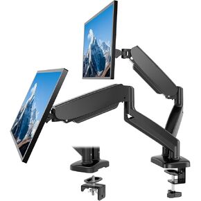 Single Computer Monitor Arm, Desk Mount Stand for 15 to 27 Inch Screen, Adjustable Monitor Arm Desk Stand with Clamp and Grommet Base, Gas Spring, Holds up to 15.4 lbs, 75 x 75 100 x 100mm VESA
