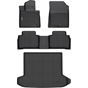 GINOWY-Floor Mats Cargo Lines Set for Hyundai Tucson 2022-2024 (هجين فقط)، TPE لجميع الأحوال الجوية 2023 Tucson Hybrid Car Mats، بطانات أرضية حصيرة صندوق السيارة غير قابلة للانزلاق، ملحقات مقاومة للماء مناسبة حسب الطلب - أسود