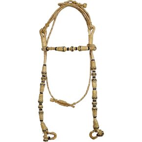 Western Headstall Bridle with Hand Braided Black and Natural Rawhide Knots Natural Rawhide Leather Designer Tack Headstalls Western Raw-Hide Leather Braided Headstall