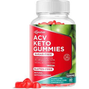 Keto Acv Gummies Supplement - Apple Cider Vinegar Gummies for Women Men - Sugar & Gluten Free (1200MG)