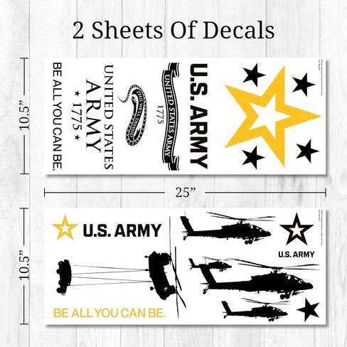 U. S. Army Wall Decals - Officially Licensed United States Army Military Vinyl Wall Stickers Removable Peel and Stick Army Wall Decor Helicoptor Airplane in Saudi Arabia