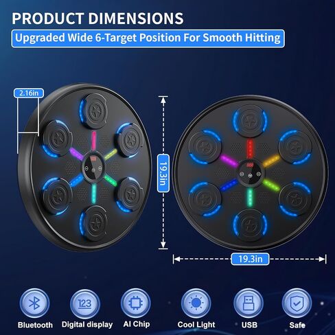 Upgrade and Larger,Music Boxing Machine with Boxing Gloves,2024 Smart Bluetooth Music Boxing Machine,Wall-Mounted Exercise Equipment for Home,One Punch Boxing Game Machine for Kids and Adults in Saudi Arabia