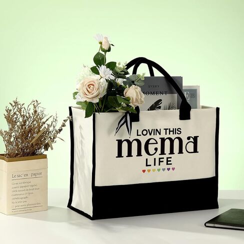 EDCTO Nana Canvas Tote, Cotton Canvas Tote Bag, Nana Canvas Bag for Vocation Travel Weekend Holiday Short Trip, Christian Gift for Nana, Mother's Day Gift, Ideal Nana Gift, Pray Hug Love Spoil in Kuwait