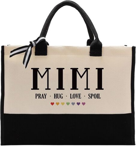 EDCTO Nana Canvas Tote, Cotton Canvas Tote Bag, Nana Canvas Bag for Vocation Travel Weekend Holiday Short Trip, Christian Gift for Nana, Mother's Day Gift, Ideal Nana Gift, Pray Hug Love Spoil in Kuwait