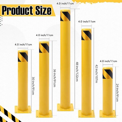 Safey Bollard Post 42 Inch, Bollard Post In Ground, Removable Steel Bolt Down Parking Bollards Pole, Yellow, 2PACK in Saudi Arabia