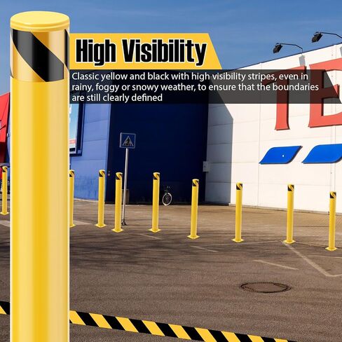 Safey Bollard Post 42 Inch, Bollard Post In Ground, Removable Steel Bolt Down Parking Bollards Pole, Yellow, 2PACK in Saudi Arabia