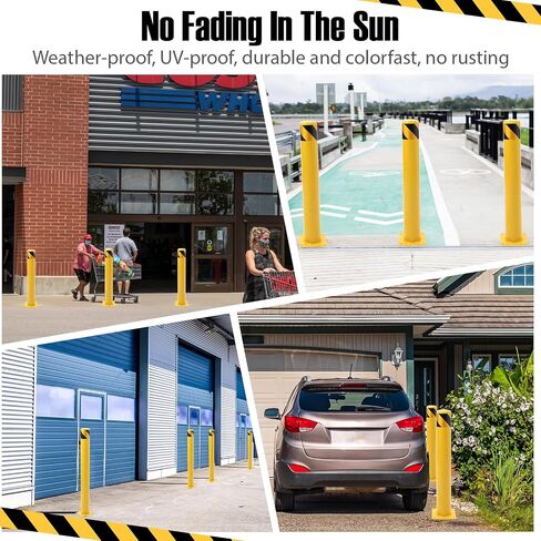 Safey Bollard Post 42 Inch, Bollard Post In Ground, Removable Steel Bolt Down Parking Bollards Pole, Yellow, 2PACK in Saudi Arabia