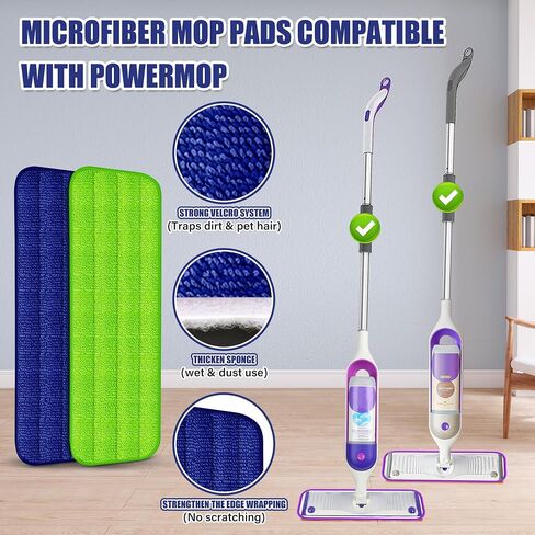 Microfiber Spray Mop for Floors Cleaning: Wet Dry Hardwood Floor Mops with 4 Washable Reusable Pads for Swiffer Powermop - Flat Mop with Sprayer for Tile Wood Laminate Vinyl Marble in Kuwait