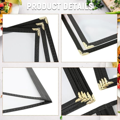 6 عبوات من أغطية قائمة حامل القائمة مقاس 8.5 × 11 بوصة، أغطية قائمة مطاعم سوداء، أغطية قائمة شفافة لقائمة المطاعم والمقهى وقوائم البار (6 عبوات (صفحة واحدة، عرضان)) in Kuwait