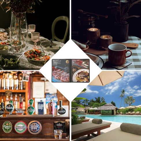 6 عبوات من أغطية قائمة حامل القائمة مقاس 8.5 × 11 بوصة، أغطية قائمة مطاعم سوداء، أغطية قائمة شفافة لقائمة المطاعم والمقهى وقوائم البار (6 عبوات (صفحة واحدة، عرضان)) in Kuwait