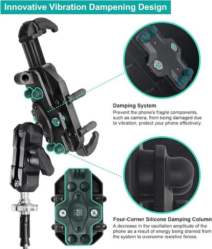 Vibration Dampening Motorcycle Phone Mount, Solid Motorcycle Phone Holder with Vibration Dampener, Protect Cell Phone Components, Suitable for Motorcycle Handlebar and Harley Davidson in Saudi Arabia