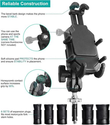 Vibration Dampening Motorcycle Phone Mount, Solid Motorcycle Phone Holder with Vibration Dampener, Protect Cell Phone Components, Suitable for Motorcycle Handlebar and Harley Davidson in Saudi Arabia