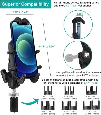 Vibration Dampening Motorcycle Phone Mount, Solid Motorcycle Phone Holder with Vibration Dampener, Protect Cell Phone Components, Suitable for Motorcycle Handlebar and Harley Davidson in Saudi Arabia