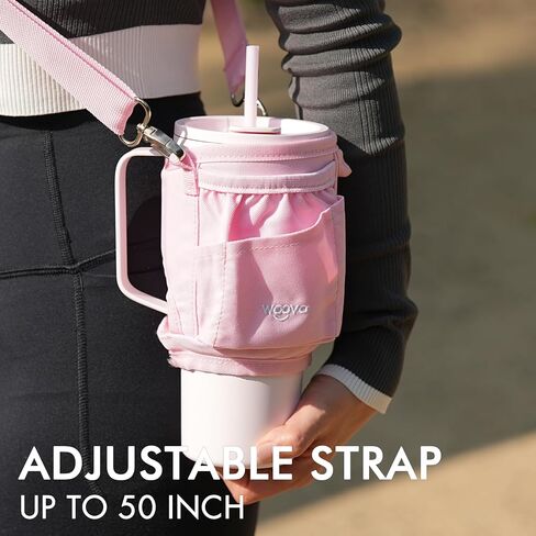 Water Bottle Carrier Bag with Strap for Stanley Cup Accessories 40oz, Elastic Phone Pocket Anti-Pilling Velcro, Insulated Water Bottle Holder Pouch with Strap for Stanley 40 oz Tumbler in Saudi Arabia