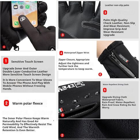 Waterproof Gloves Men Women Winter Warm Touch Screen for Cycling Running Fishing Driving Hiking Skiing Cold Weather in Saudi Arabia