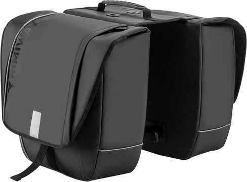 Himiway 30L Foldable Bike Bags for Rear Rack Bike Double Panniers for Cargo Rack IP65 Waterproof Bicycle Trunk Bag Reflective Strips & Adjustable Straps & Carrying Handle Pannier Fit Most Bike Rack in Saudi Arabia