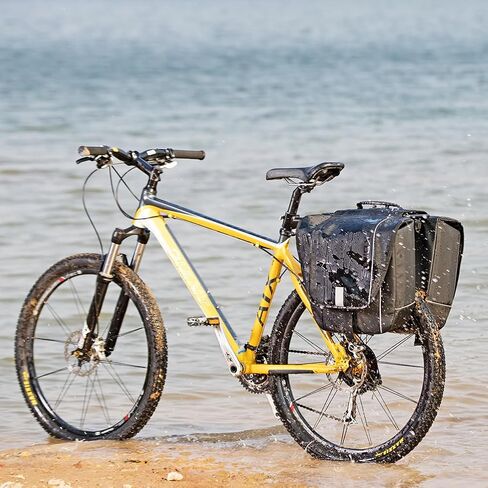 Himiway 30L Foldable Bike Bags for Rear Rack Bike Double Panniers for Cargo Rack IP65 Waterproof Bicycle Trunk Bag Reflective Strips & Adjustable Straps & Carrying Handle Pannier Fit Most Bike Rack in Saudi Arabia