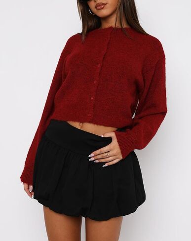 سترة نسائية كاجوال منسوجة Y2K لطيفة بأكمام طويلة وفتحة رقبة مستديرة وزر أمامي مفتوح وسترات صوفية ملابس خروج in Saudi Arabia