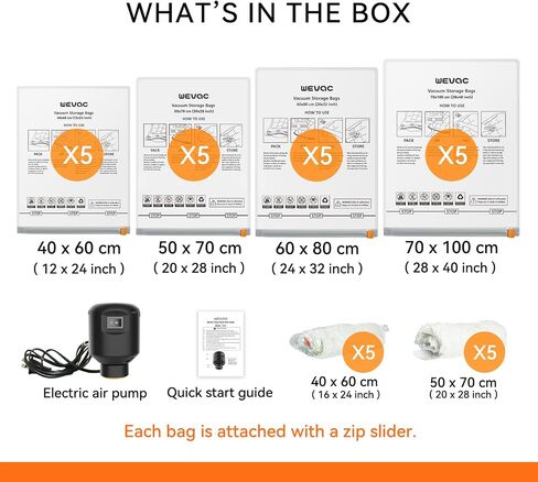 [2024 NEW] 30 Pack Vacuum Storage Bag (5 Jumbo/5 Large/5 Medium/5 Small/10 Roll) | Electric Pump | Space Saver | Rapid Vacuum | Double Zip | Clip Stopper | Clothes, Blanket Compression and Travelling in Saudi Arabia