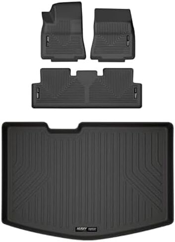 Husky Liners Weatherbeater Floor Mats | Fits 2017-2024 Tesla Model 3 | Front & 2nd Row, 3-pc Black - 95091 in Saudi Arabia