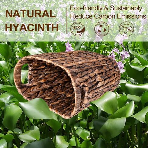 سلة مهملات الخوص من FairyHaus بمقابض، سلة نفايات صفير الماء الطبيعي، سلة قمامة منسوجة يدويًا لغرف نوم الحمام، 13 بوصة طول × 7.5 بوصة عرض × 12.2 بوصة ارتفاع in Kuwait